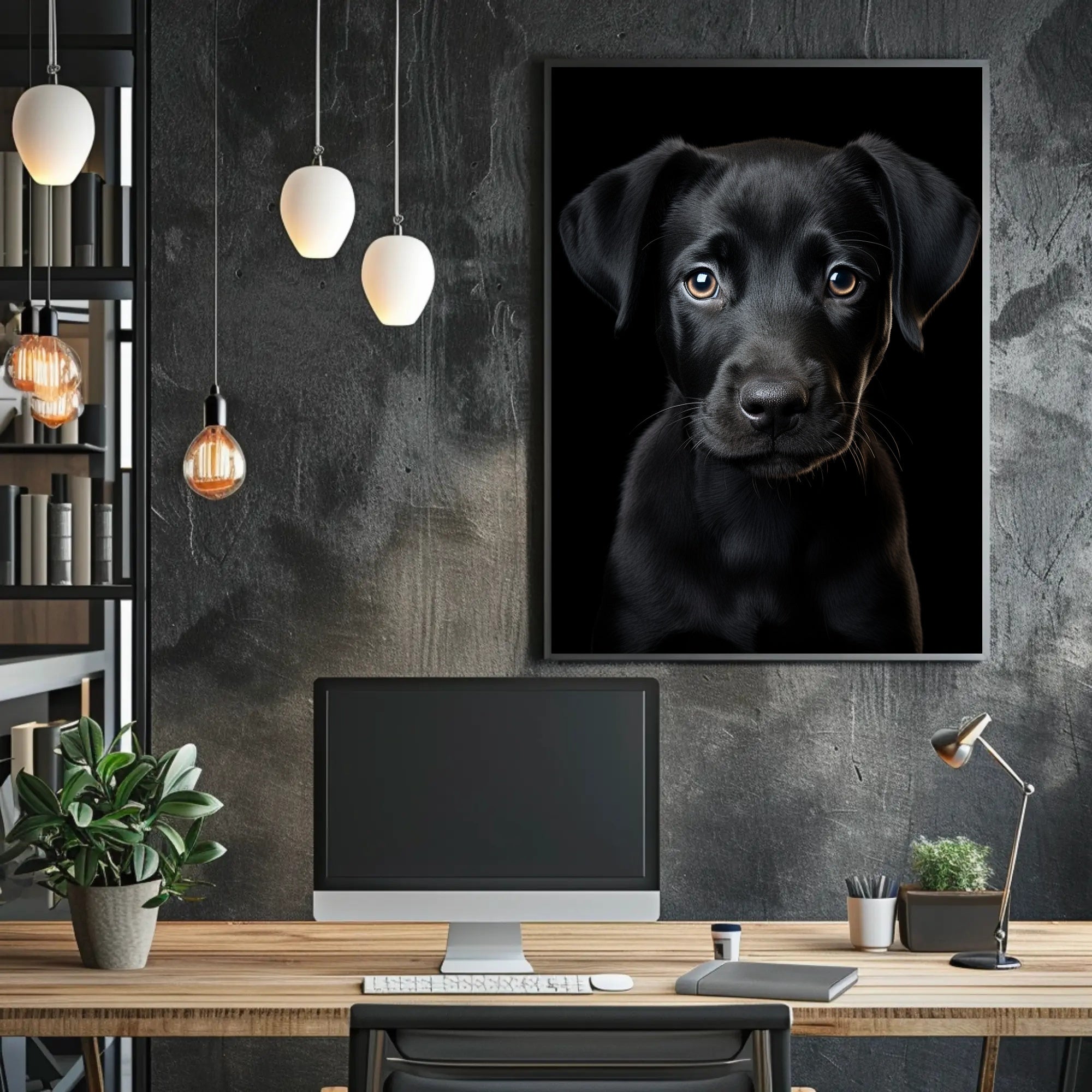 Portrait Of A Black Labrador Puppy Poster PosterGoat