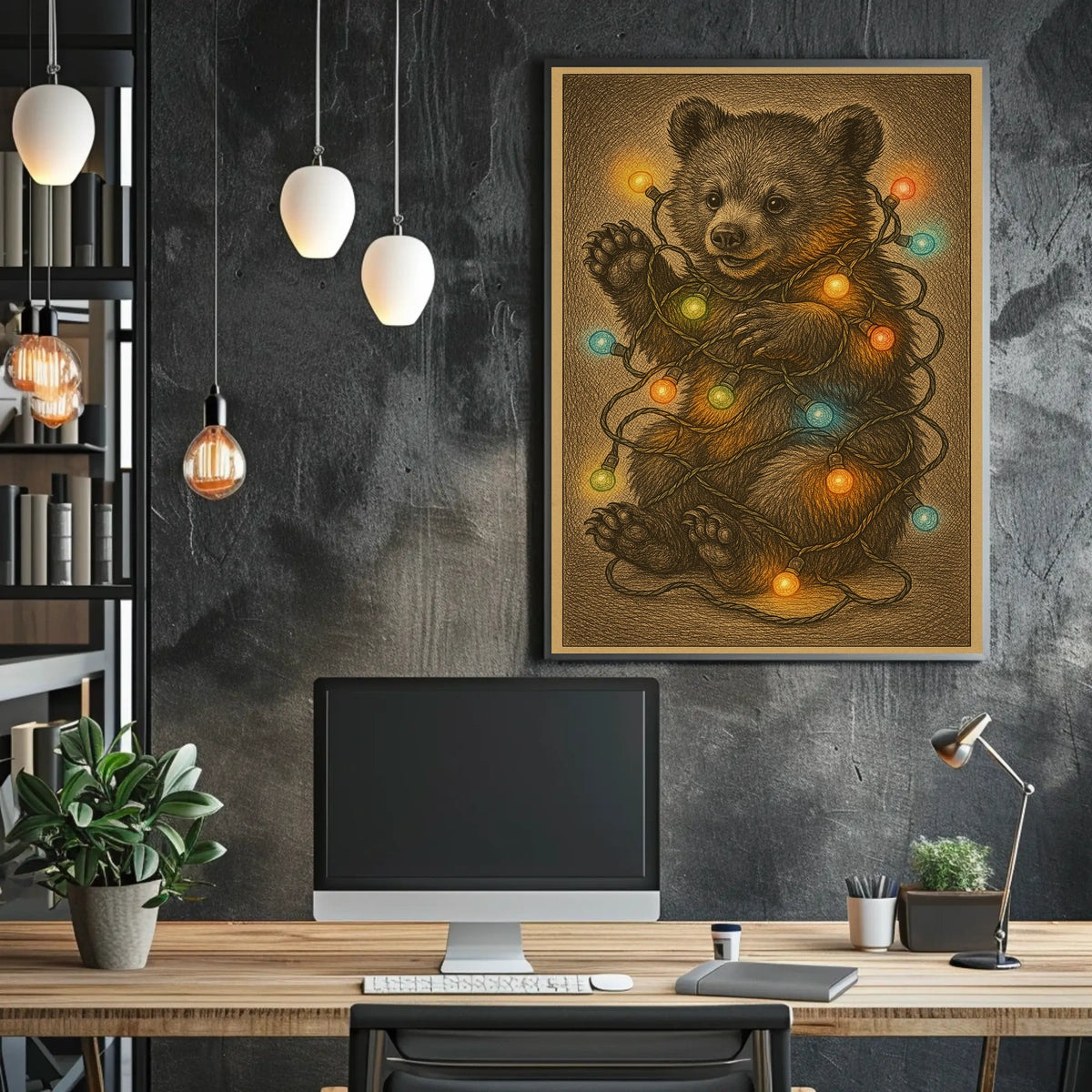 Festive Bear Cub Poster