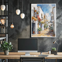 Quaint Mediterranean Street Poster PosterGoat