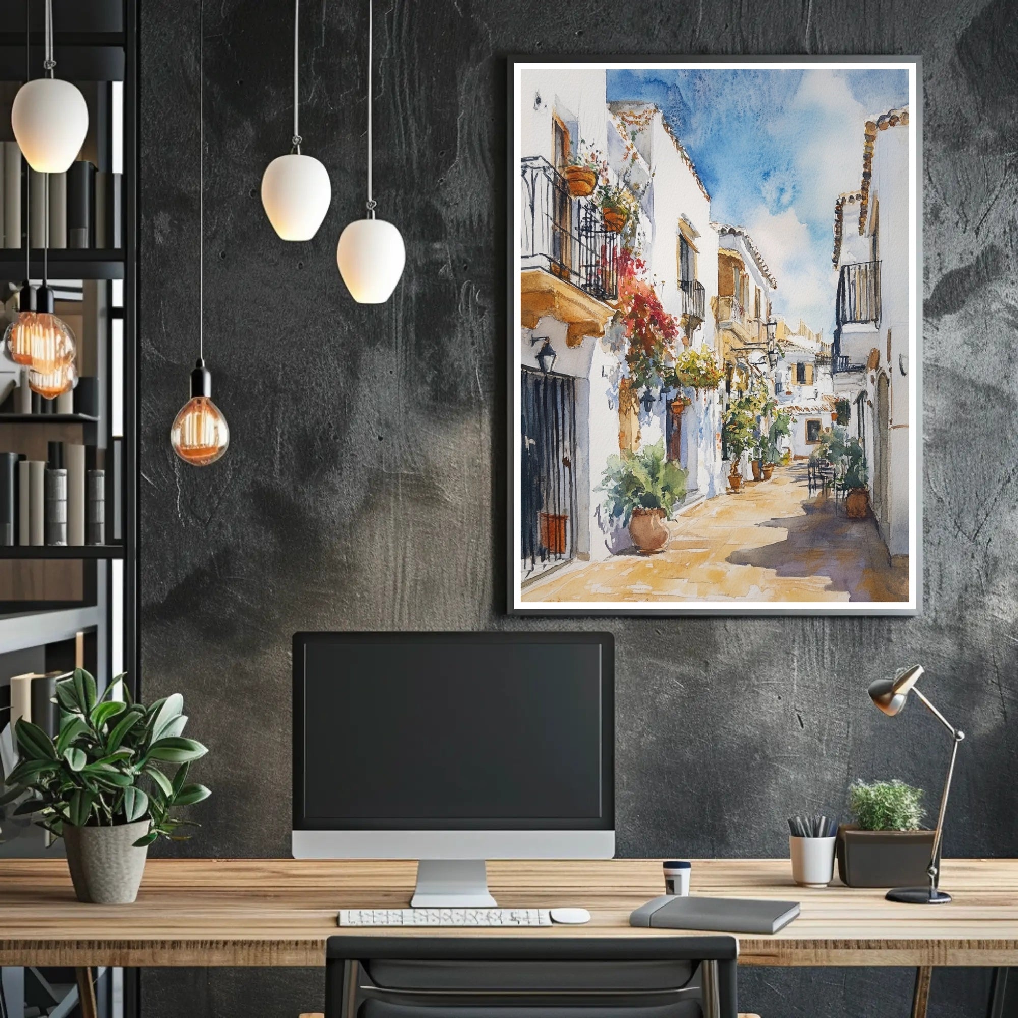 Quaint Mediterranean Street Poster PosterGoat