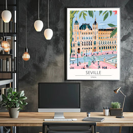 Seville Architectural Illustration Poster PosterGoat