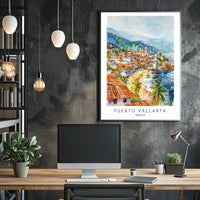 Puerto Vallarta Coastal Watercolor Travel Poster PosterGoat