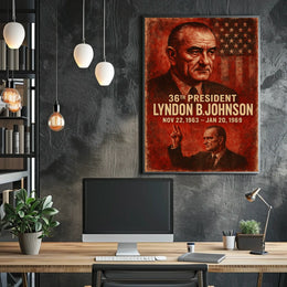 Lyndon B. Johnson Vintage Portrait Historical Poster