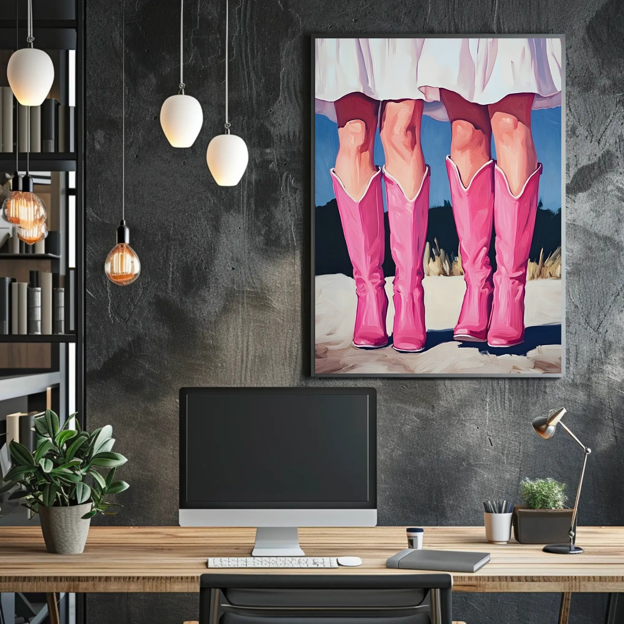 Pink Boots Wall Art Poster Vintage Feminine Print