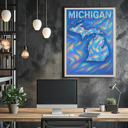 Michigan Holographic Map Poster