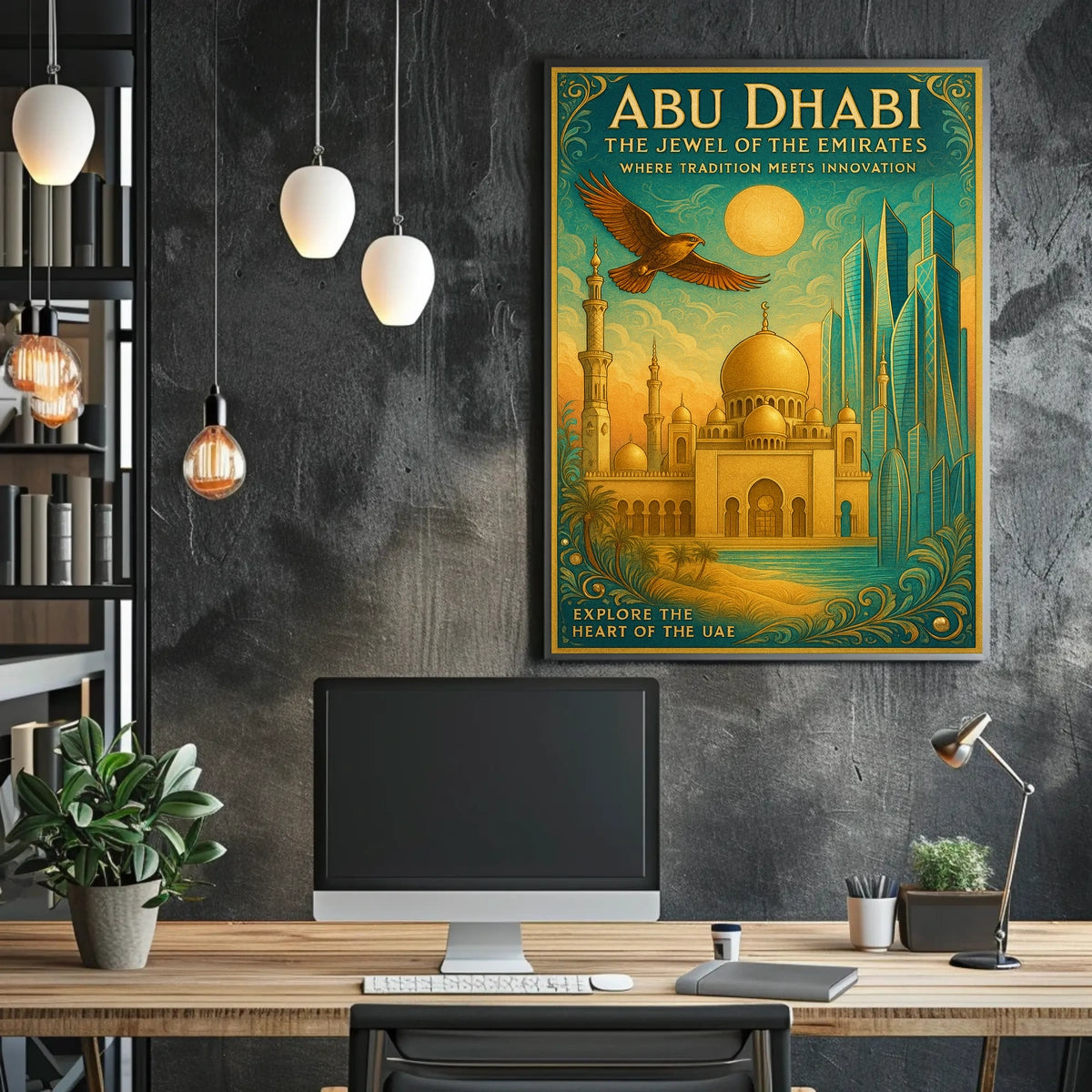 Abu Dhabi Cityscape Jewel of the Emirates Cultural Poster