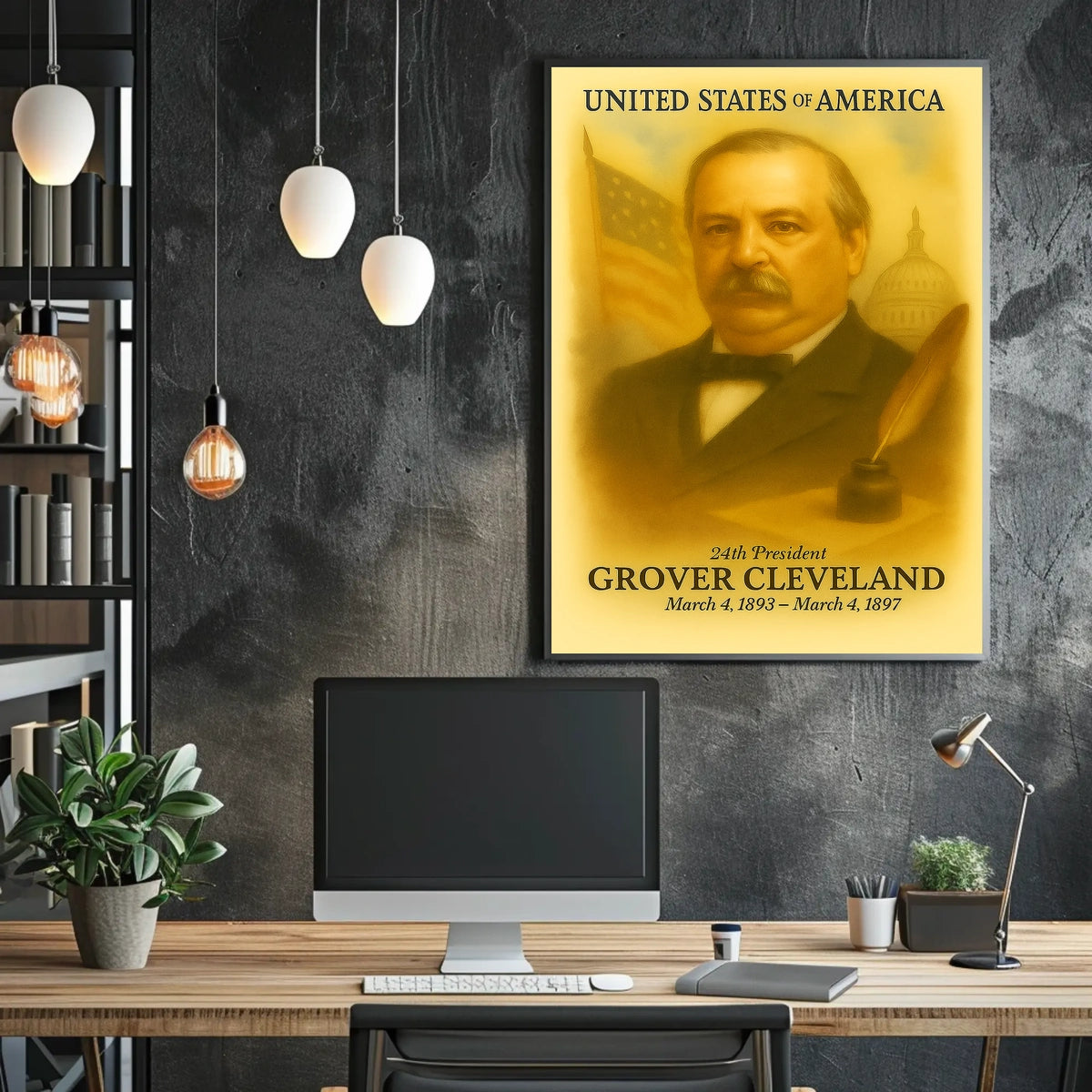 Grover Cleveland 24th President of the United States Vintage Watercolor Poster