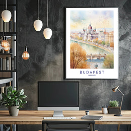 Budapest Hungary Autumn Watercolor Art Urban or Cityscape Poster PosterGoat