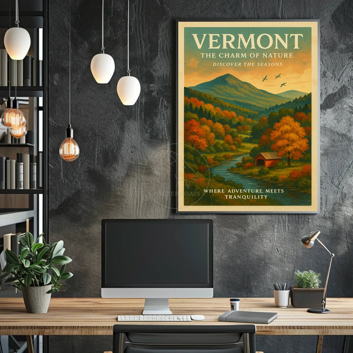 Vermont Autumn Landscape Travel Poster