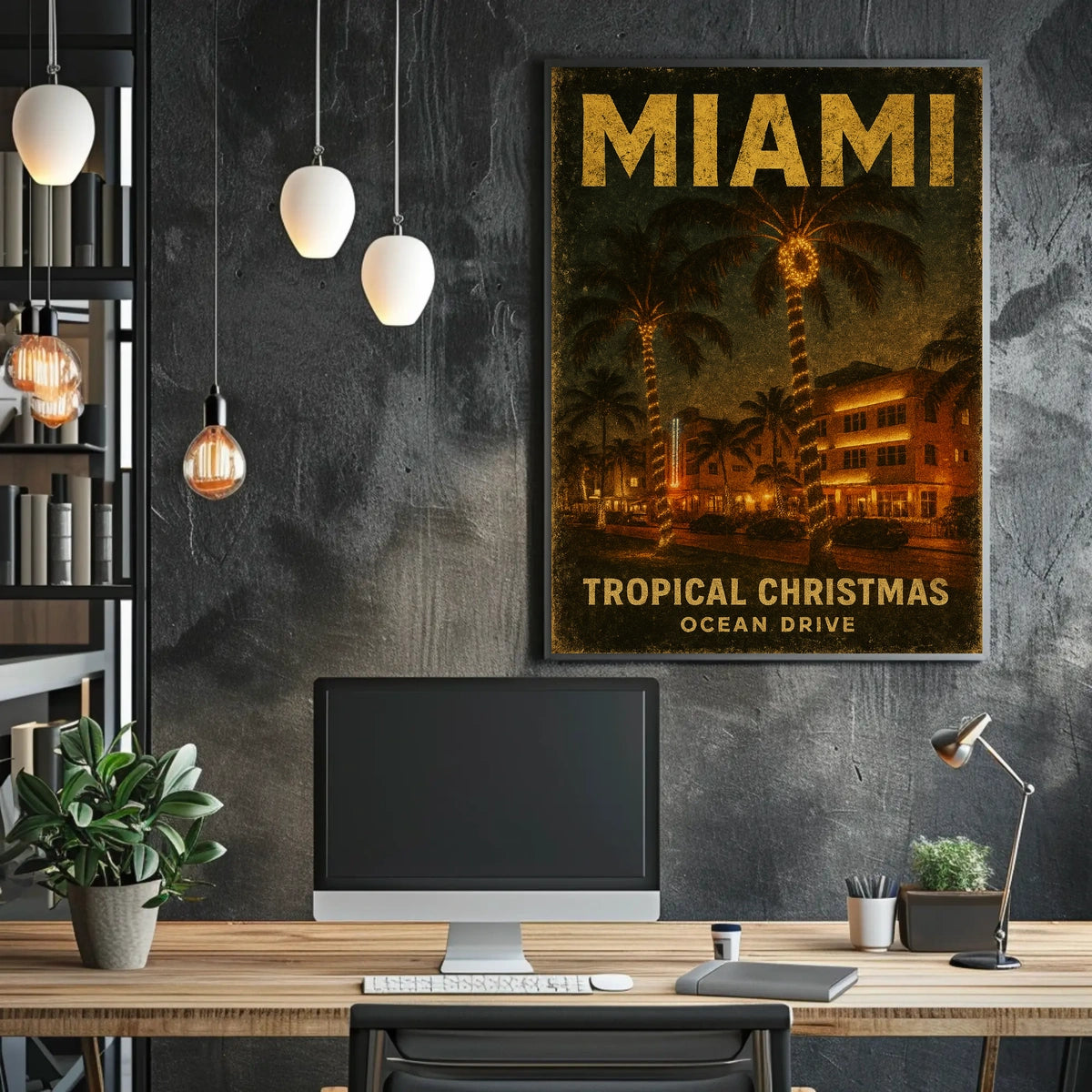 Miami Tropical Christmas Poster