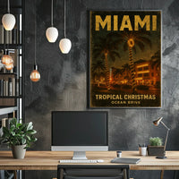 Miami Tropical Christmas Poster
