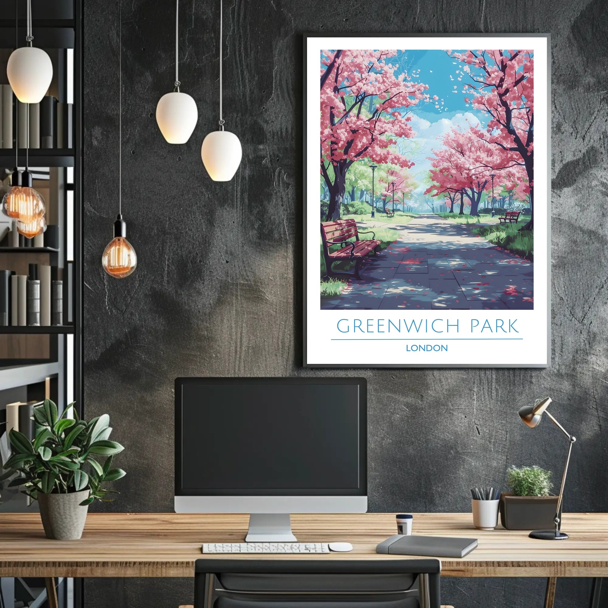 Greenwich Park Serenity Cherry Blossom Travel Poster