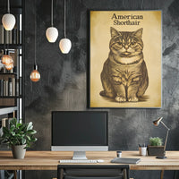American Shorthair Cat Vintage Illustration Poster