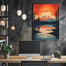 Serene Mountain Sunset Poster PosterGoat
