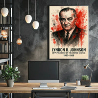 Lyndon B. Johnson Watercolor Presidential Historical or Presidential Poster