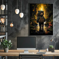 Charming Bear Cub Adventure in a Whimsical Forest Poster