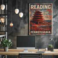 Reading Pennsylvania Pagoda Vintage Travel Poster