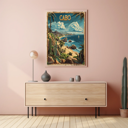 Cabo Vintage Coastal Mexico Travel Poster