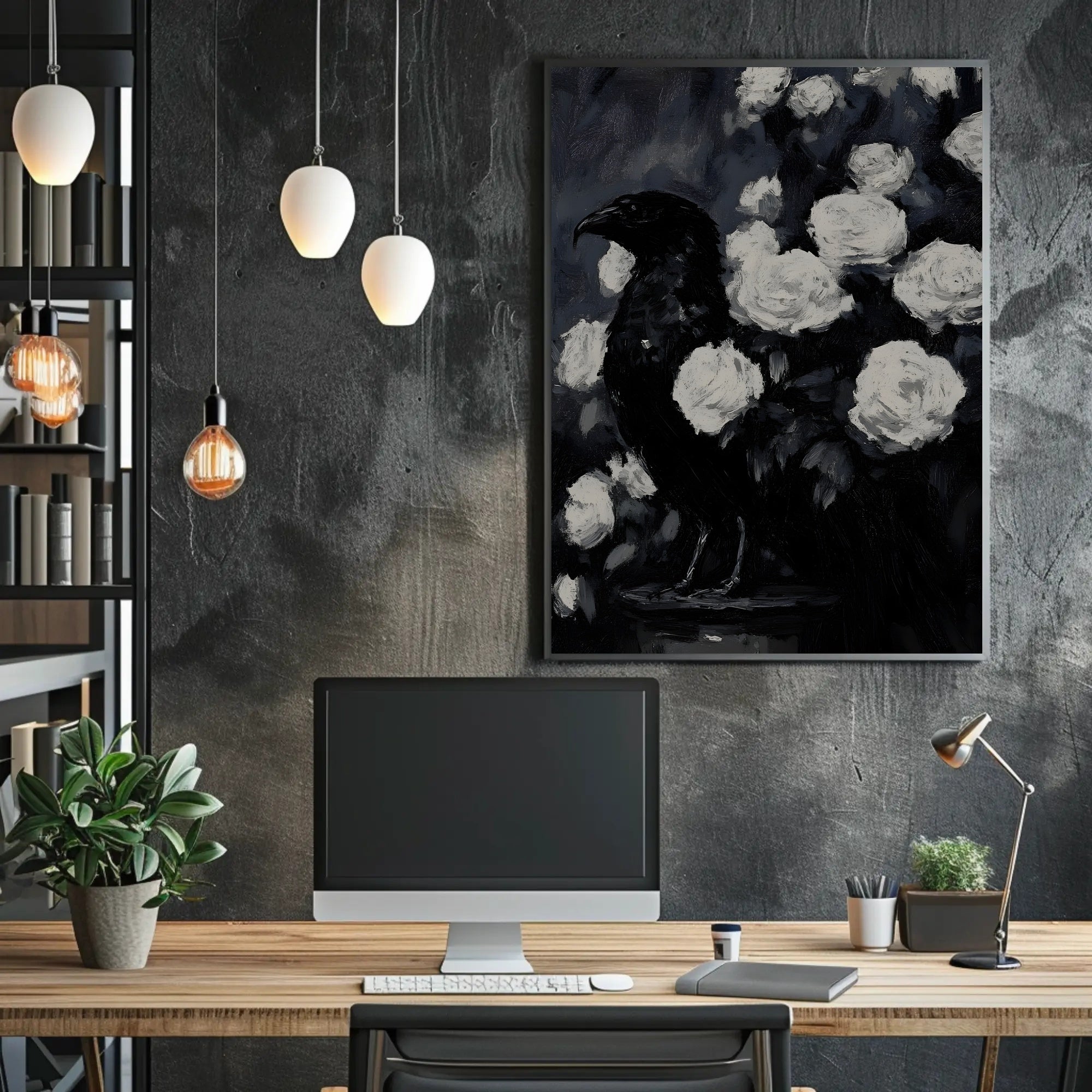Raven and Roses: Gothic Animal Poster PosterGoat