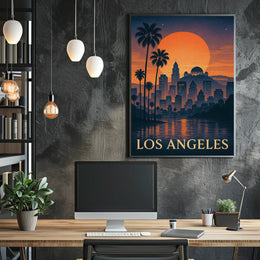 Los Angeles Sunset Skyline Poster