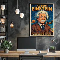 Einstein Revolutionary Science Vintage Scenic Wall Art Poster Inspiring Curiosity Science Lovers Poster