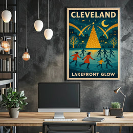 Cleveland Lakefront Glow Poster