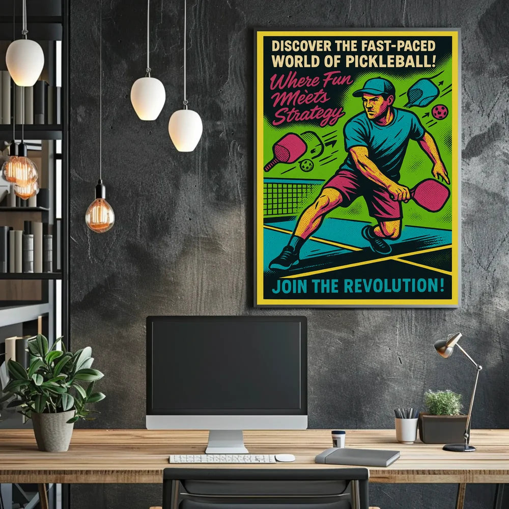 Pickleball Revolution: Vibrant Retro Sports Poster PosterGoat