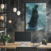 Lone Warrior on Snowy Mountain: Fantasy or Mythology Poster PosterGoat
