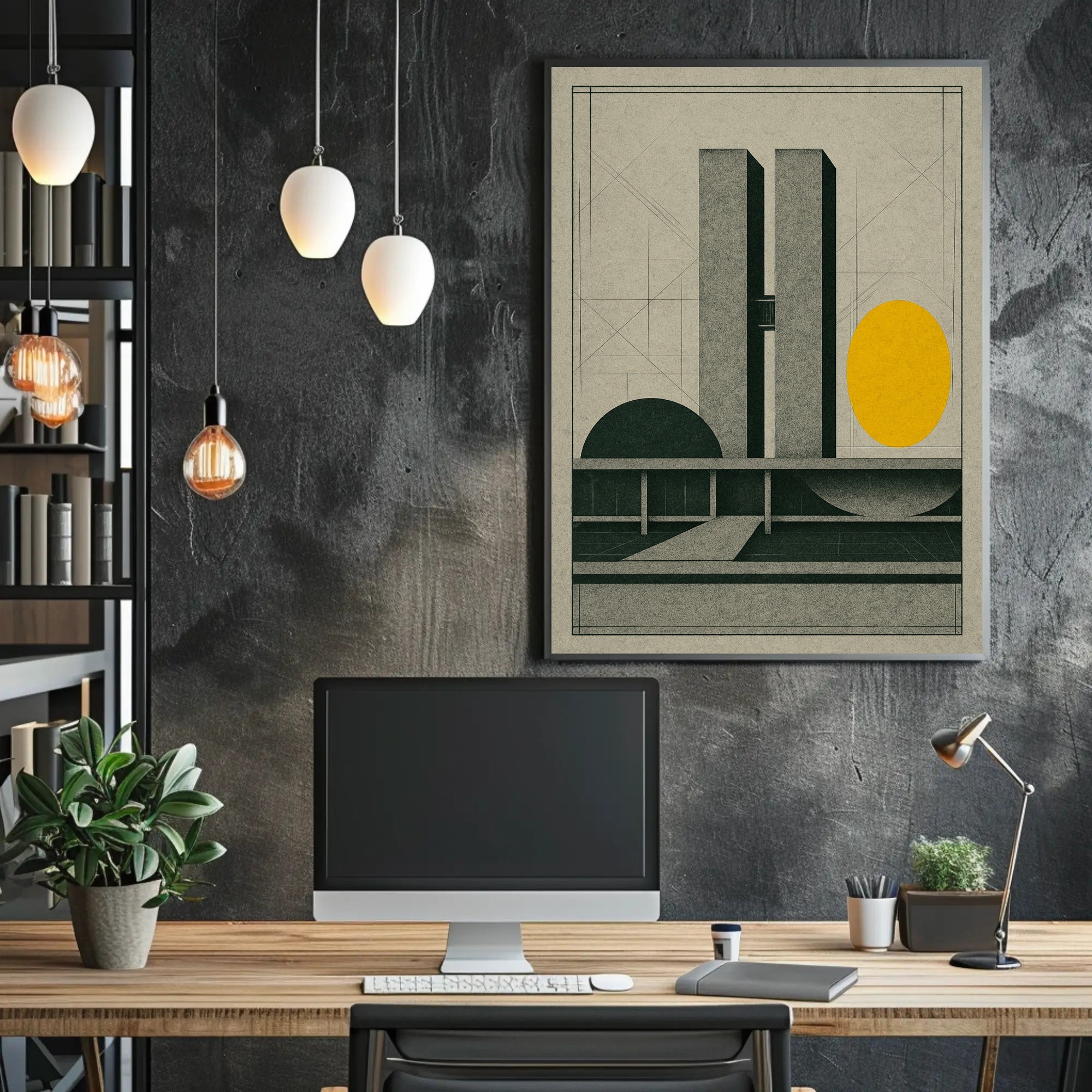 Modernist Architectural Blueprint Illustration Urban or Cityscape Poster