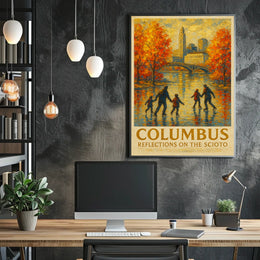 Columbus Reflections On The Scioto Poster