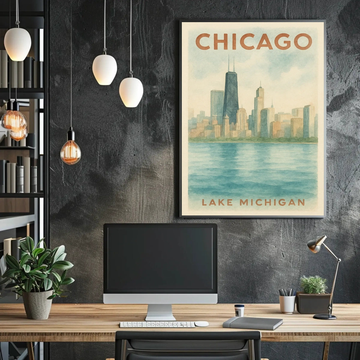 Chicago Skyline Lake Michigan Poster