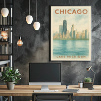 Chicago Skyline Lake Michigan Poster