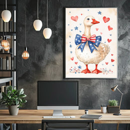 Patriotic Goose With Starry Bow Tie Artwork Poster