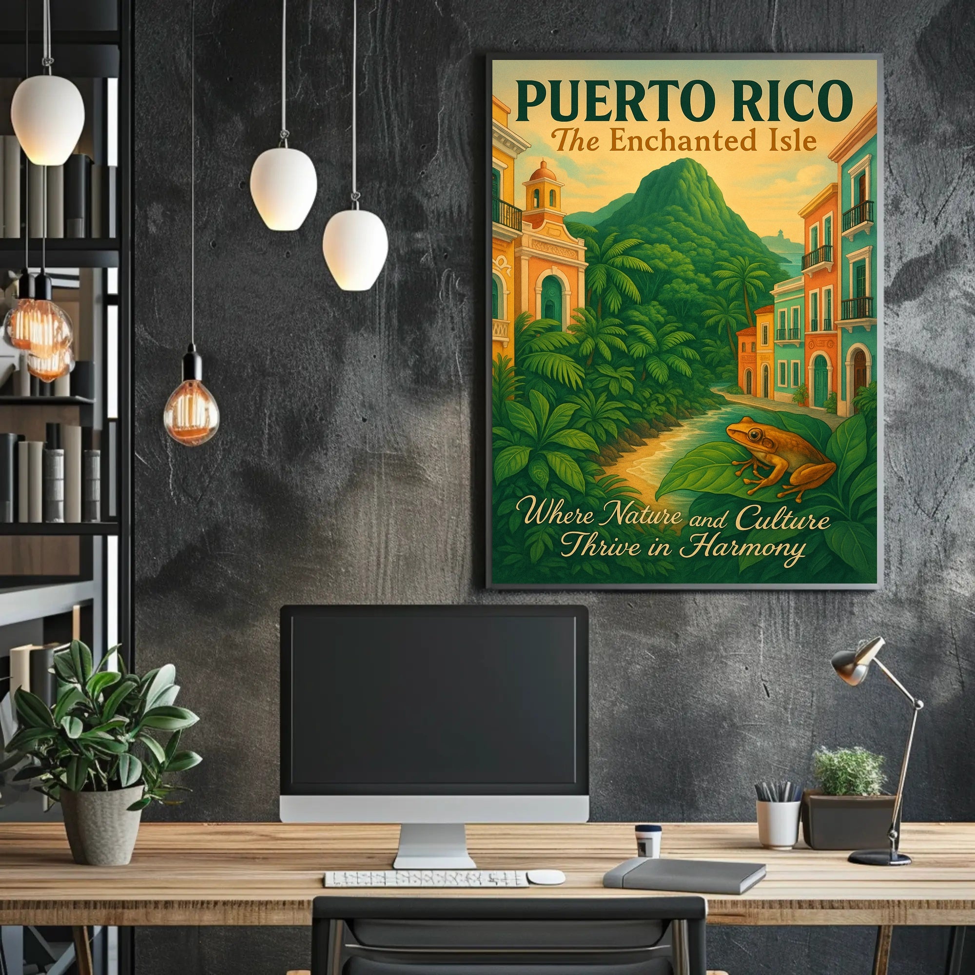 Puerto Rico Vintage Travel Poster: The Enchanted Isle
