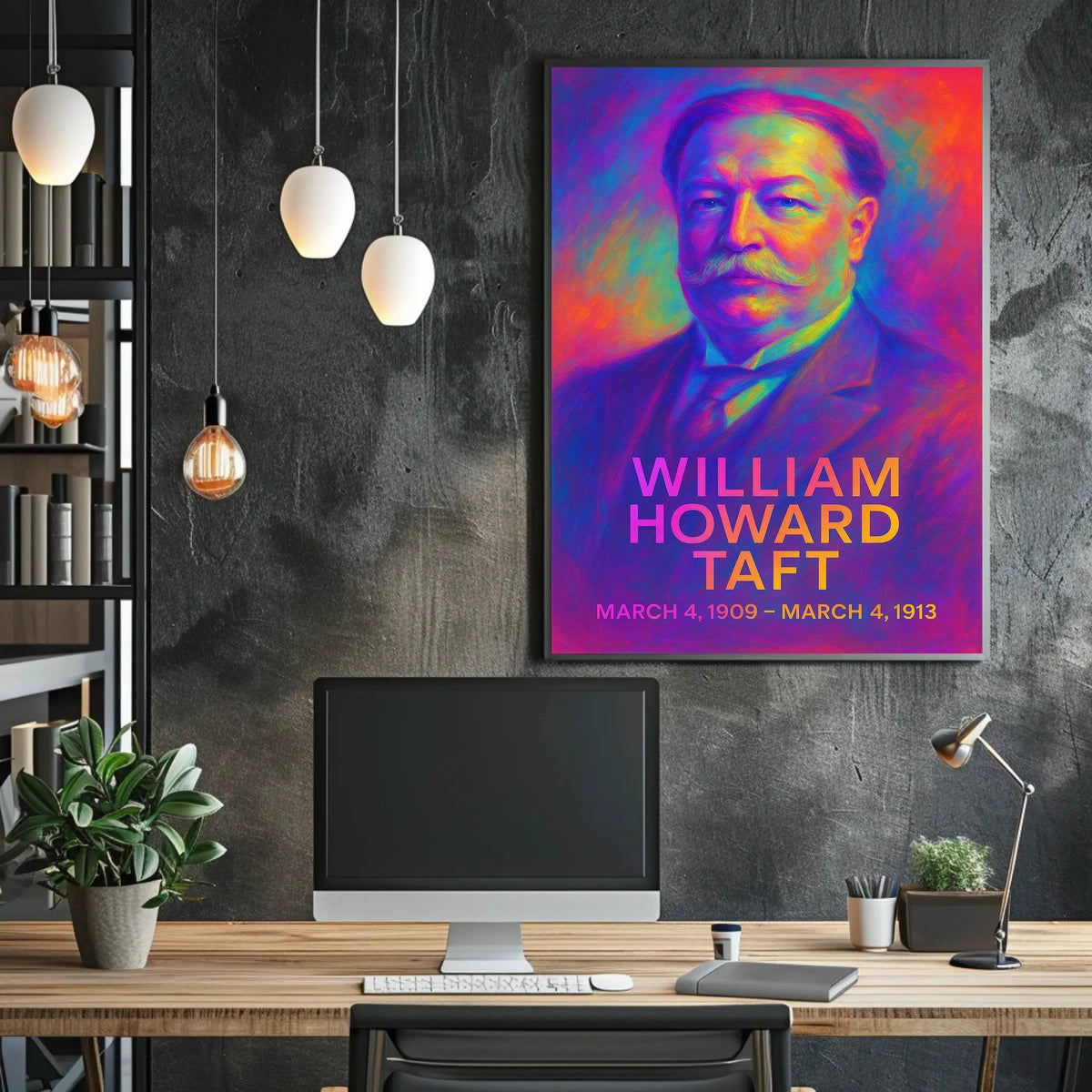 William Howard Taft 27th President of the United States Neon Gradient Overlay Poster