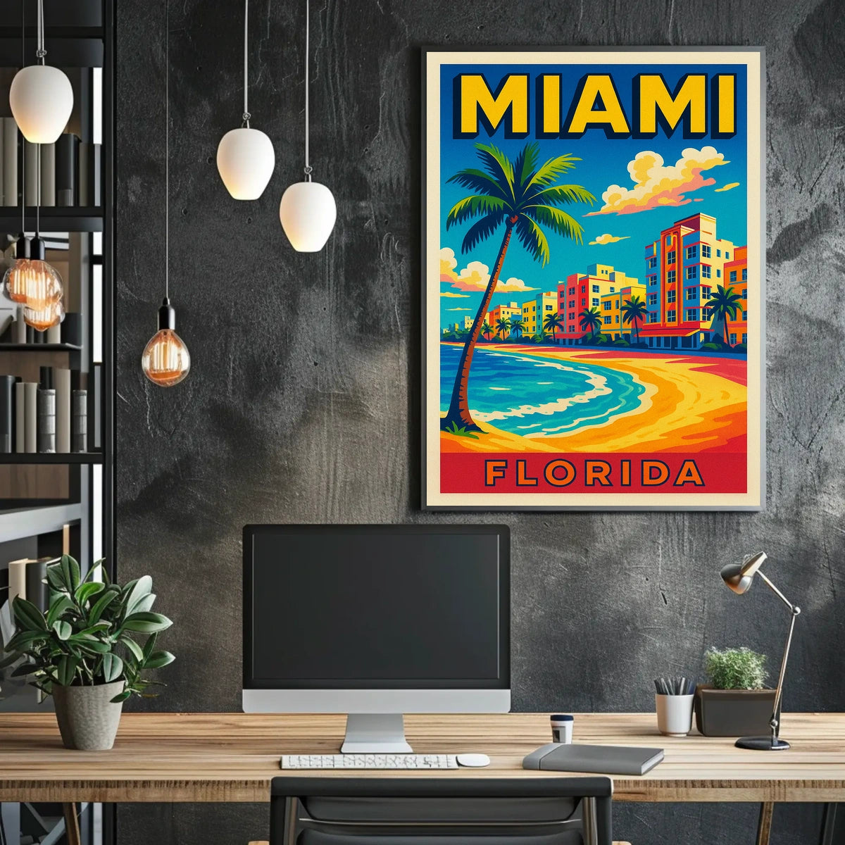 Miami Florida Vibrant Beachfront Poster