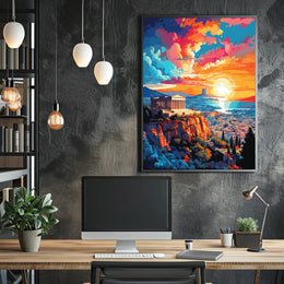 Ancient Greek Temple at Sunset Cultural or Heritage Poster