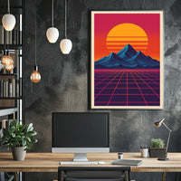 Retro-Futuristic Sunset Synthwave Futuristic Sci-Fi Poster
