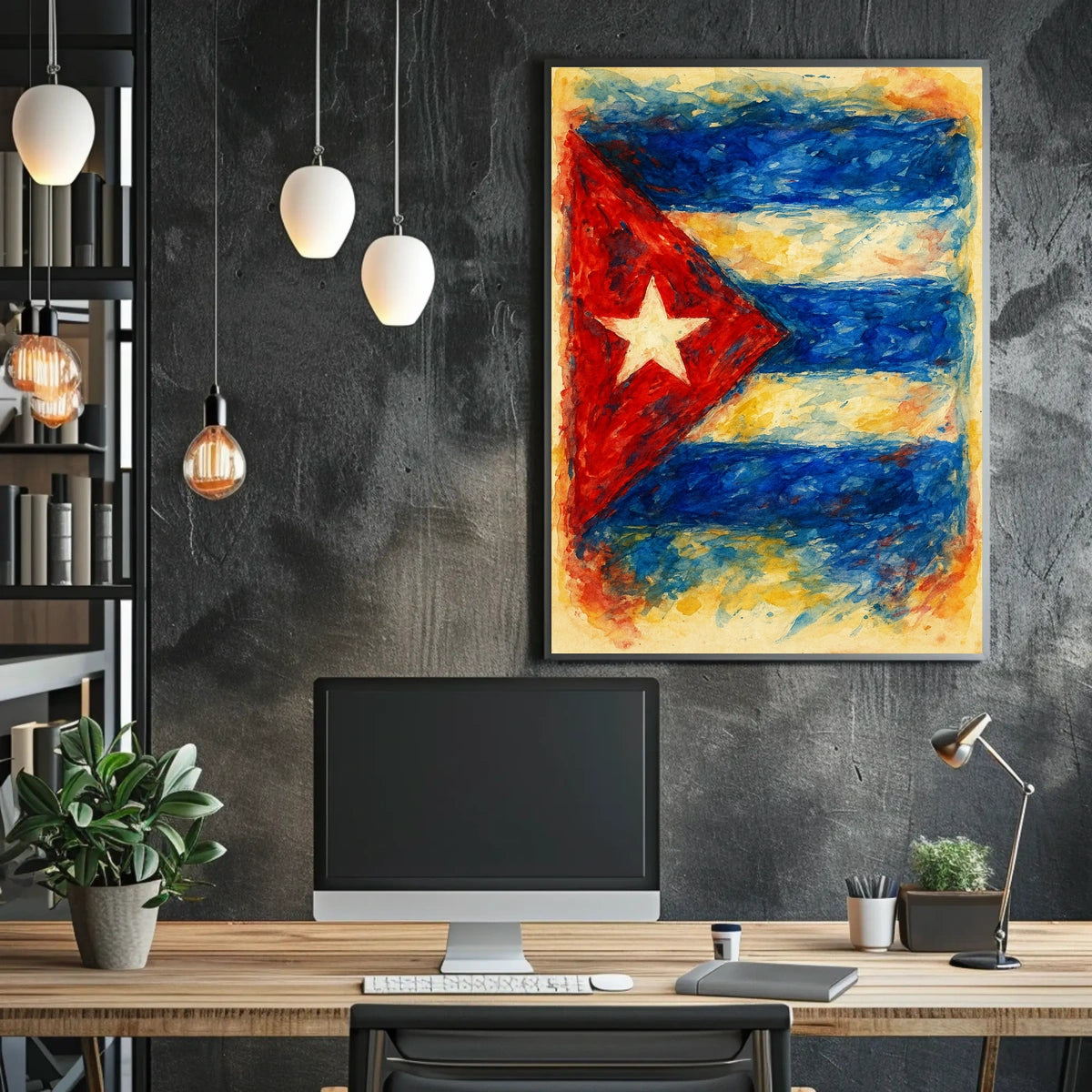 Cuban Flag In Watercolor Poster