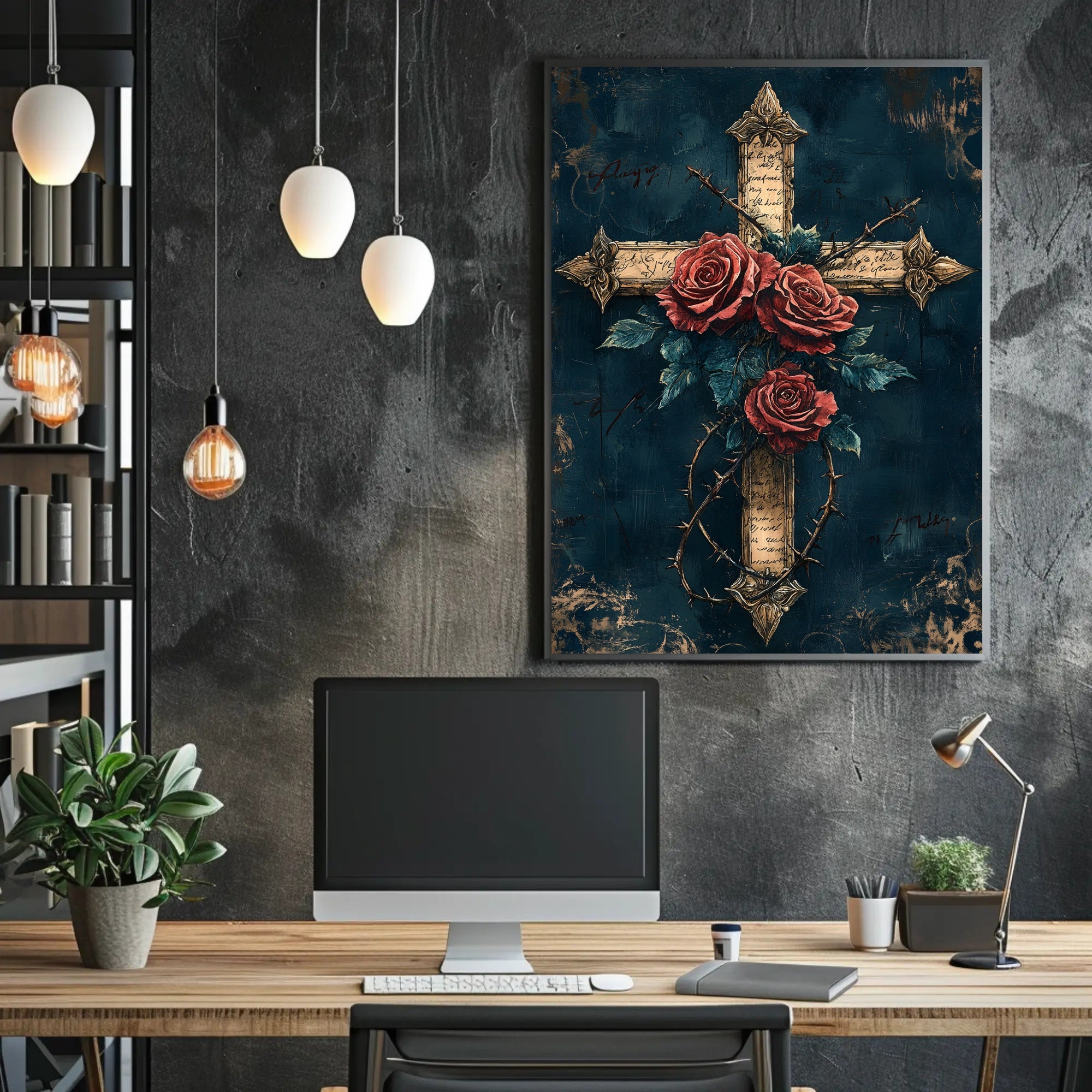 Roses And Thorns Cross Poster