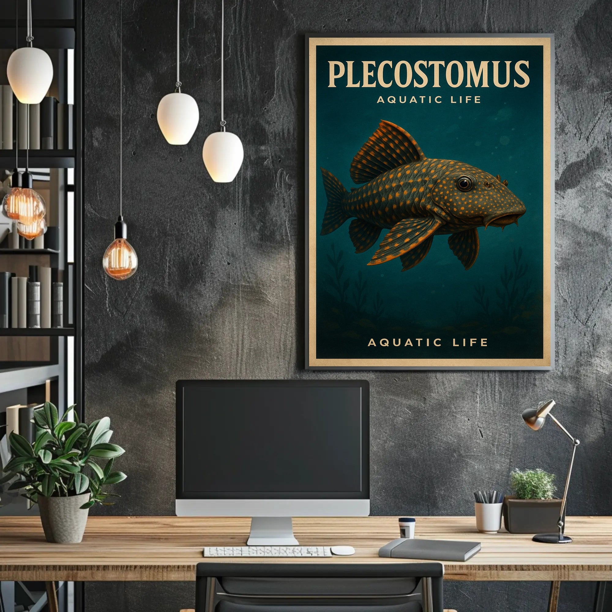 Plecostomus Fish Illustration: Educational or Infographic Poster