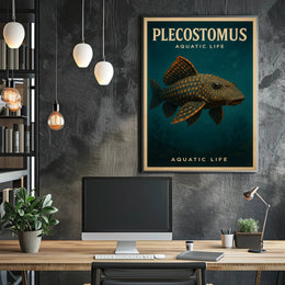 Plecostomus Fish Illustration: Educational or Infographic Poster
