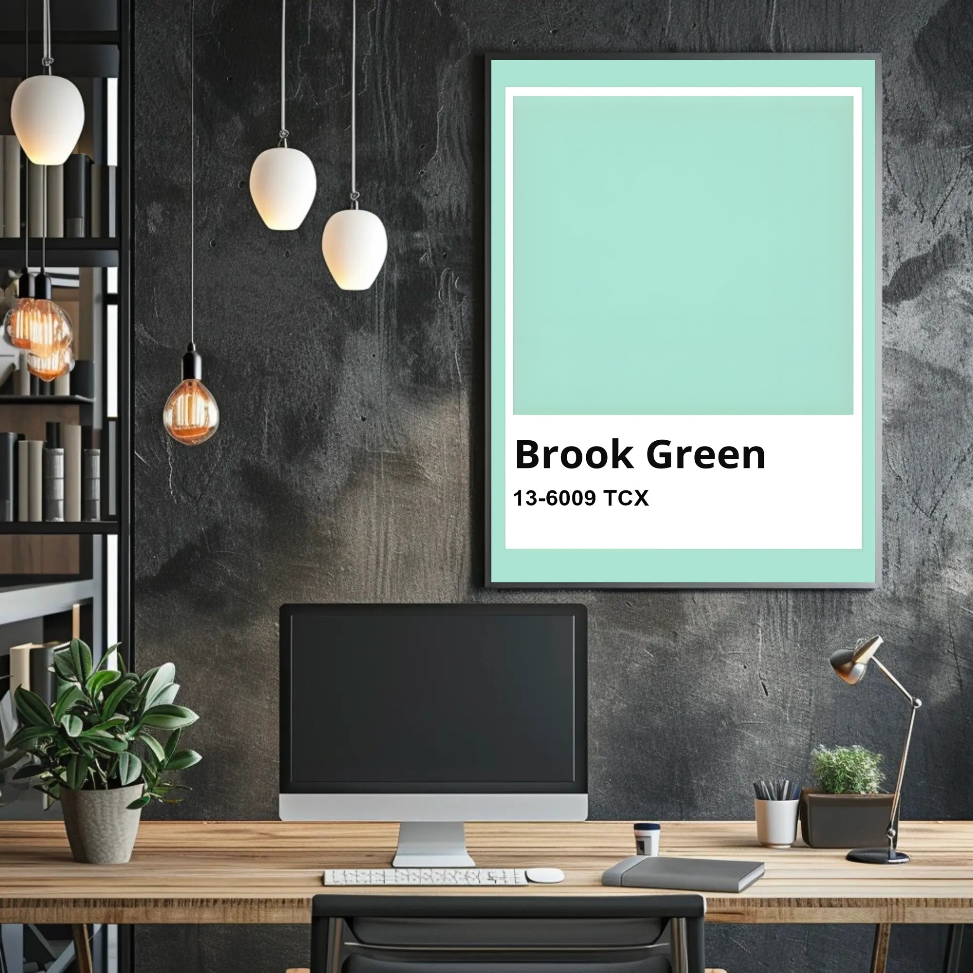 Minimalist Teal Green Interior Design Poster PosterGoat