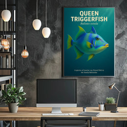 Queen Triggerfish Photorealistic Educational Animal Poster PosterGoat