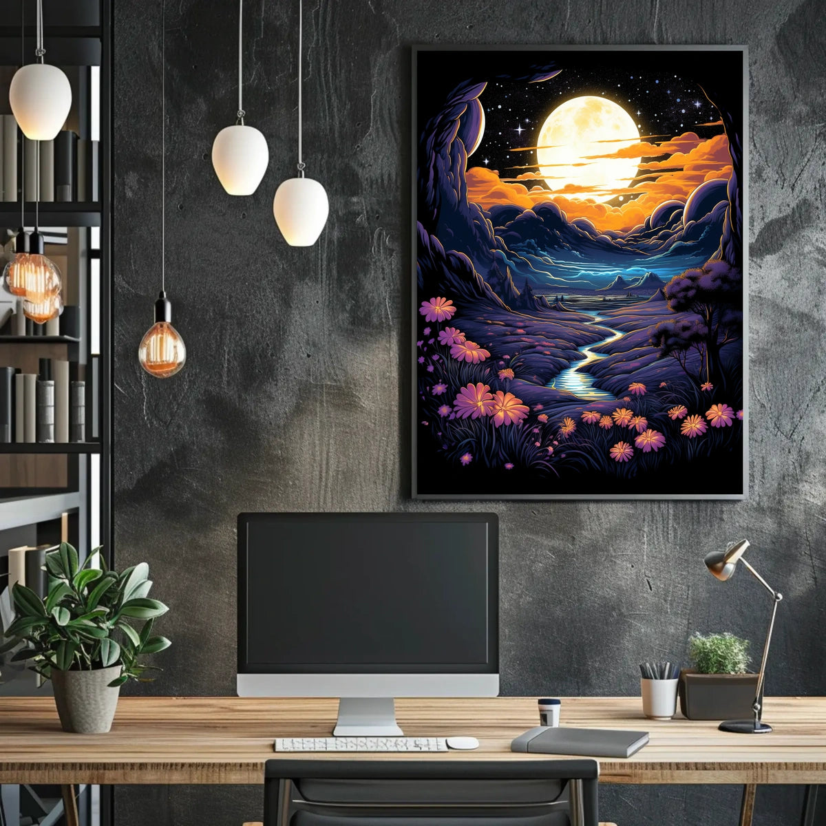 Enchanted Moonlit Landscape Poster