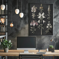 Botanical Illustrations Dark Background Educational Poster PosterGoat