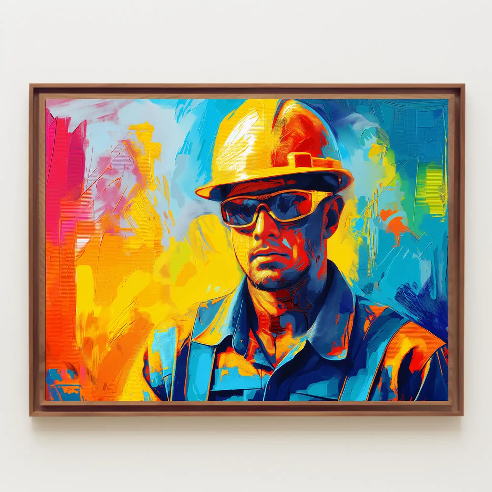 Dynamic Construction Worker Abstract Art Poster