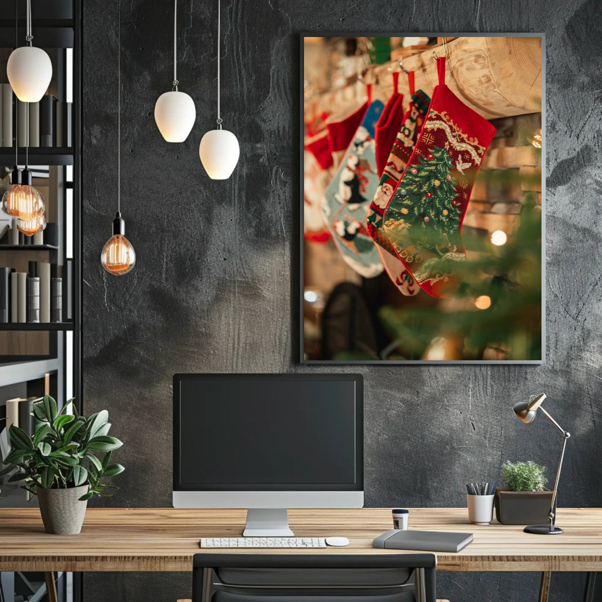 Festive Christmas Stockings Poster