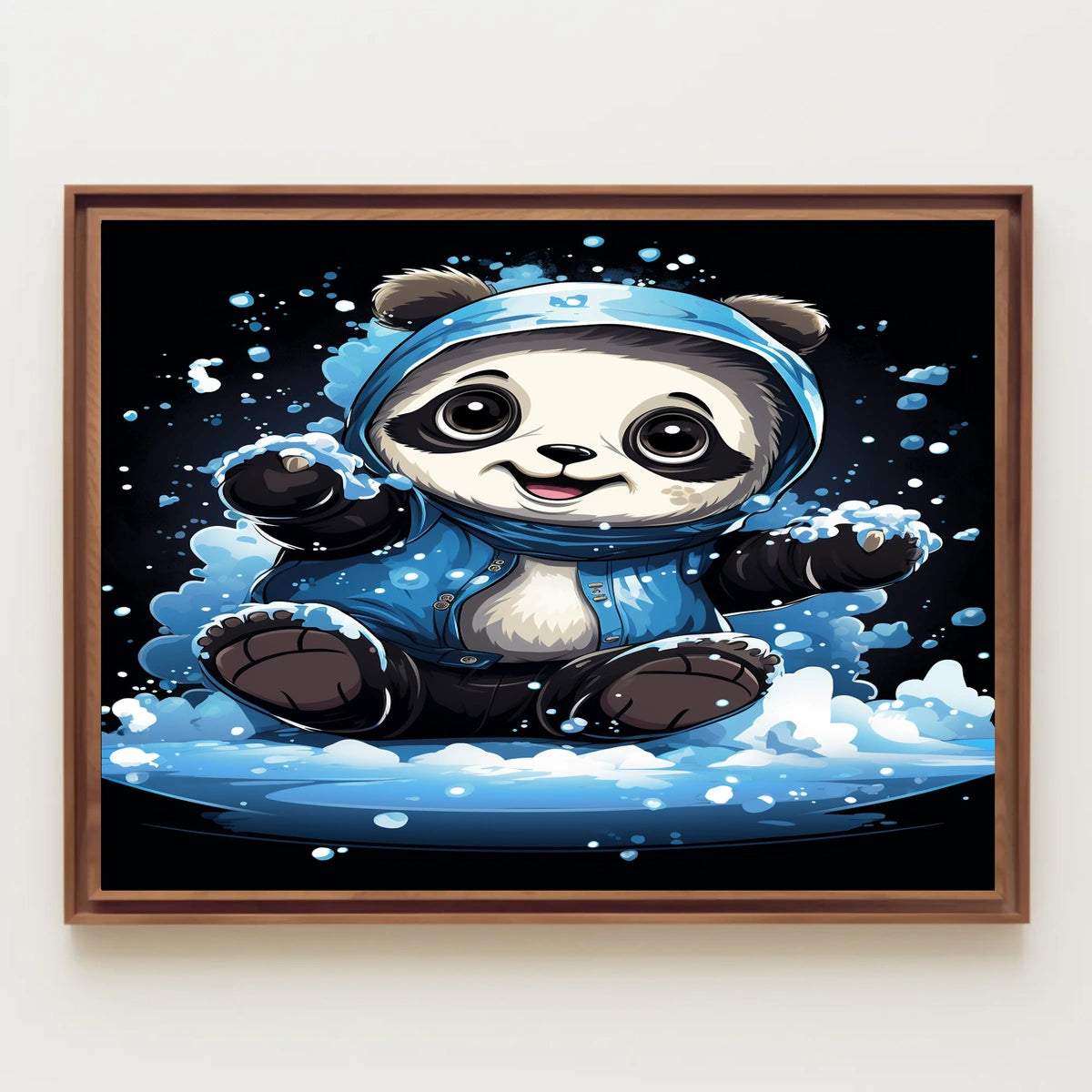 Playful Panda In The Snow Poster