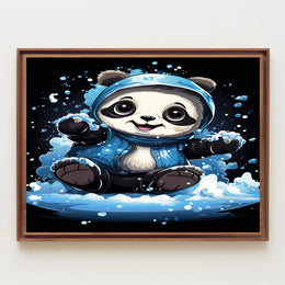 Playful Panda In The Snow Poster
